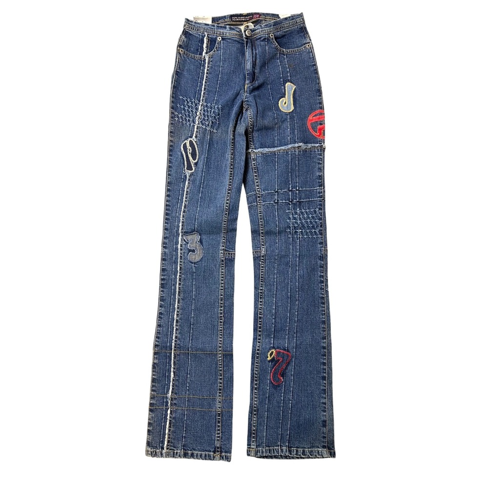 Vintage Pepe Jeans Women's Bootcut Stretch Jeans Size 26 Embellished Patches NEW